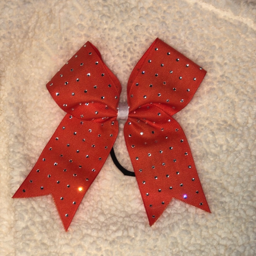 3 Orange Sparkly Cheer Bows